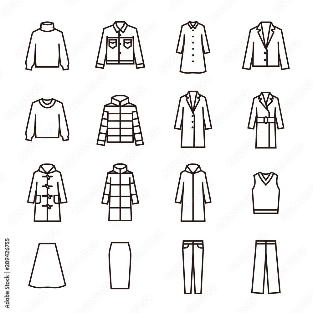 Clothing fashion icon set Clothing fashion icon set