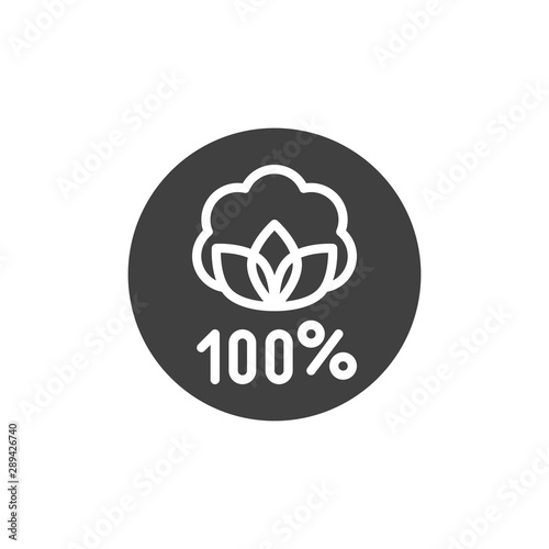 Organic linen label vector icon. filled flat sign for mobile concept and web design. Linen natural 100 hundred percent glyph icon. Symbol, logo illustration. Vector graphics
