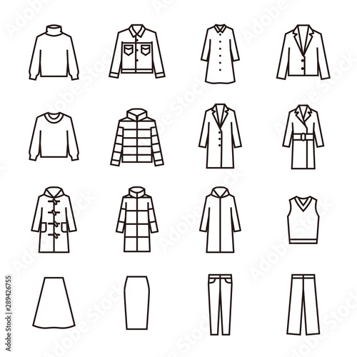 Clothing fashion icon set