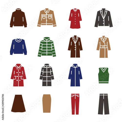 Clothing fashion icon set