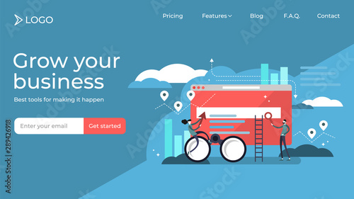 Search results tiny person vector illustration landing page template design