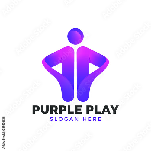 Purple Play Logo Vector 