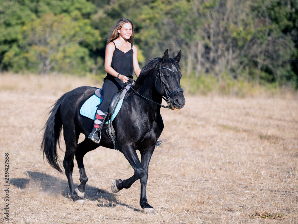 riding girl and horse