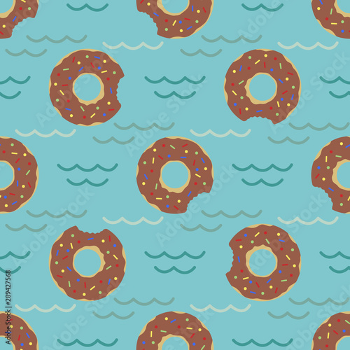 Vector seamless swimming pool float rings pattern.