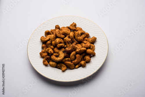 Kaju Pakoda/pakora OR Cashew Nut Fritters or bhajji, is a tasty snack from India, served as Chakna