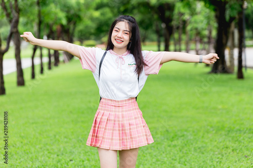 Asian student teen brace teeth smiling happy smile outdoor © Quality Stock Arts