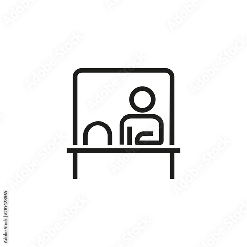 Ticket seller line icon. Man, worker, ticket office, booth. Cashier concept. Vector illustration can be used for topics like payment, store, checkout