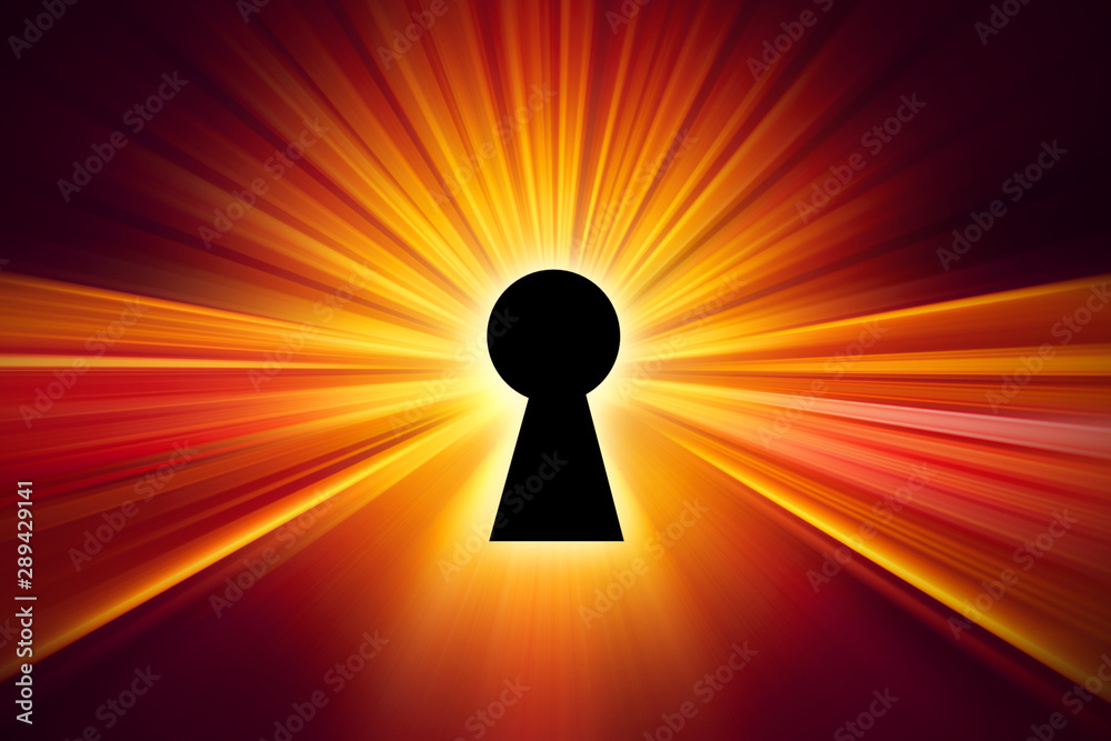 Keyhole with light grow bring for opening unlock power idea