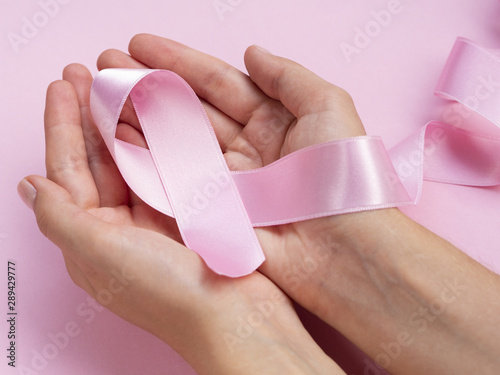 High angle cancer concept with ribbon