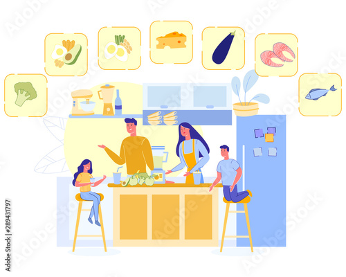 Happy Family Cook Healthy Nutrition, Parents Kids