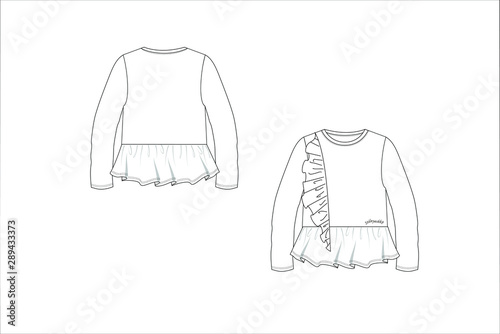 Women's Pea coat Technical Drawing vector 