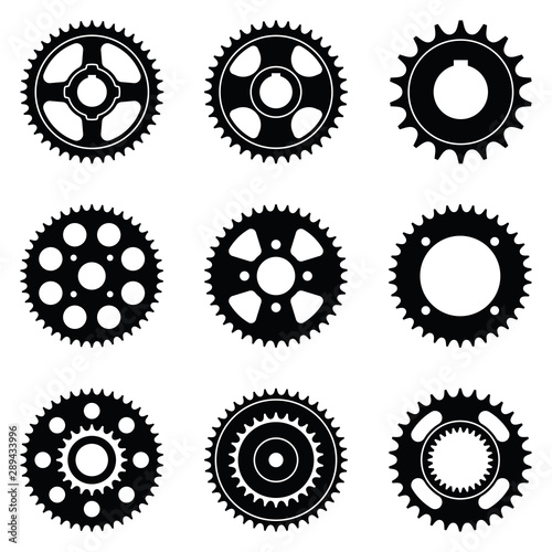 Sprocket wheel. Machine parts. Flat icons. Vector illustration