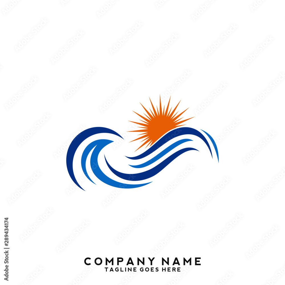 Naklejka premium Water wave Logo Template
