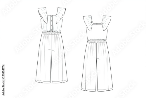 drawn fashion Decorative dress, clothing,  Vector illustration in old ink style for girl kids