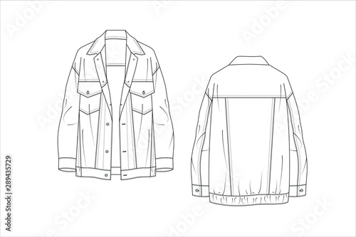 Women's Pea coat Technical Drawing vector 