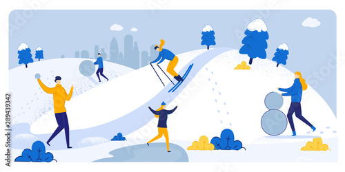 Informative Poster Winter Fun in Snowy Weather.