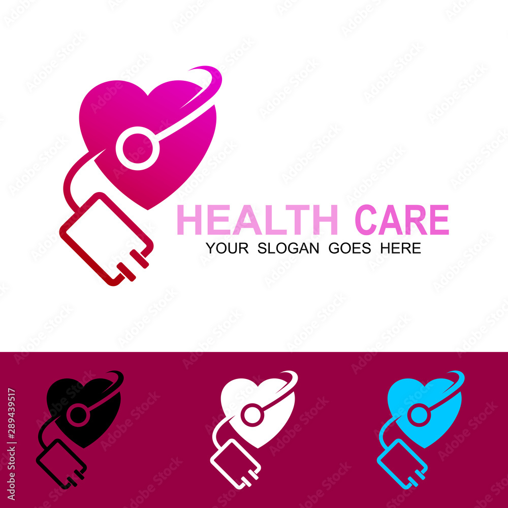 Stethoscope logo and hart, Heart icon with stethoscope. Cardiology ...