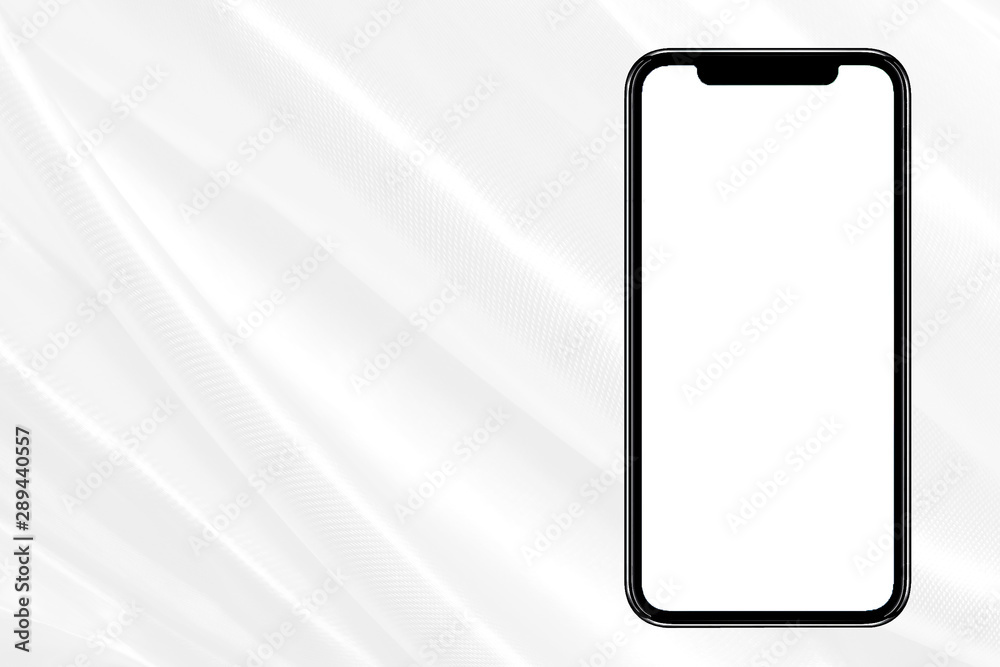 Smartphone similar to iphone 11 pro max with blank white screen for
