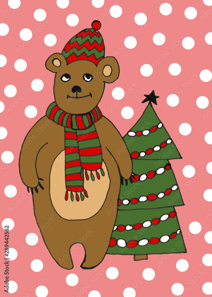 Naklejka premium 2020 Happy New Year. Set of cute little cartoon toys. New year and Christmas characters. Christmas animals simple illustration for greeting cards, calendars, prints