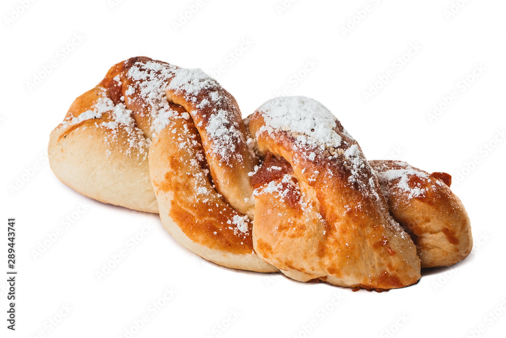 bakery products on white background