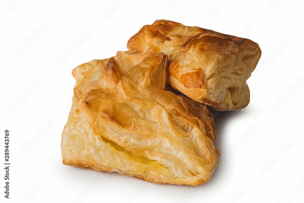 bakery products on white background