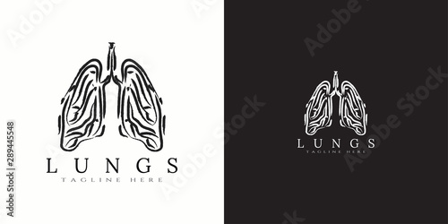 lung logo with art design, healthcare and medical icon -vector