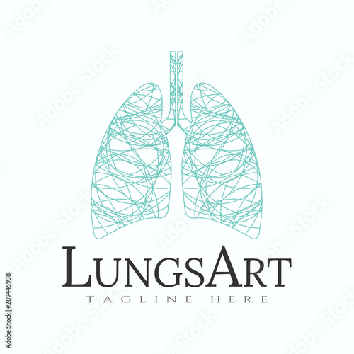 Human lung logo with line art design. healthy respiratory system, healthcare and medical icon for apps or website