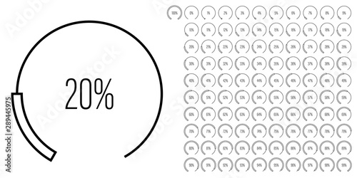 Set of circular sector percentage diagrams meters from 0 to 100 ready-to-use for web design, user interface UI or infographic - indicator with black