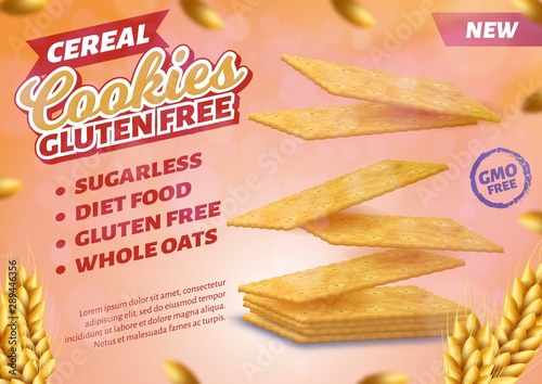 Gluten Free Cereal Cookies Horizontal Ad Banner,