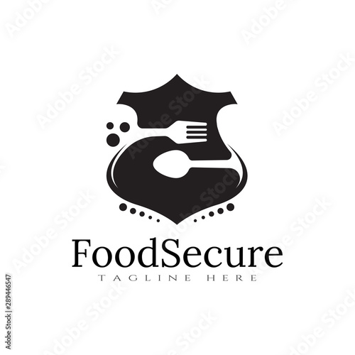 Food logo, food shield icon concept-vector