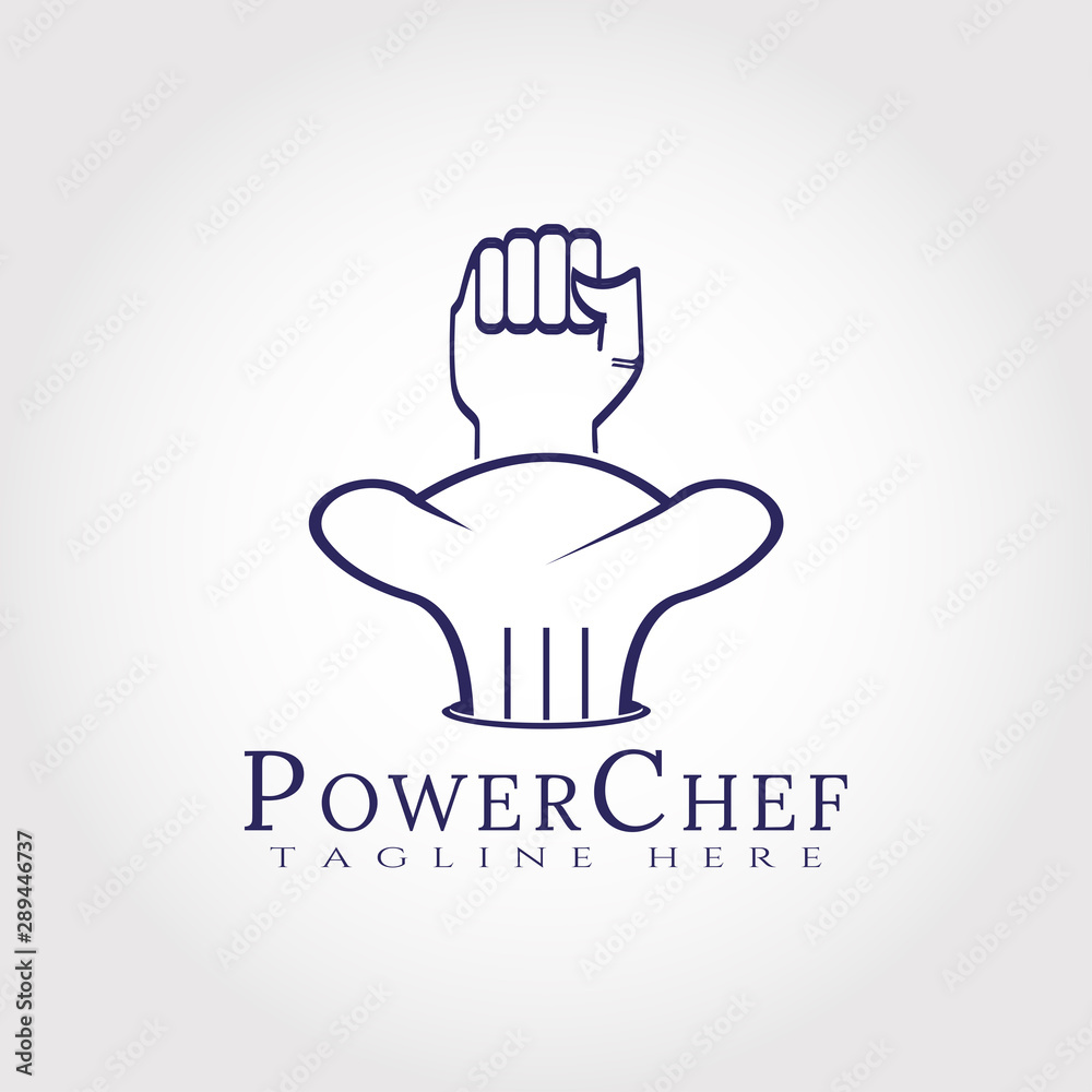 Food logo, power chef icon concept -vector