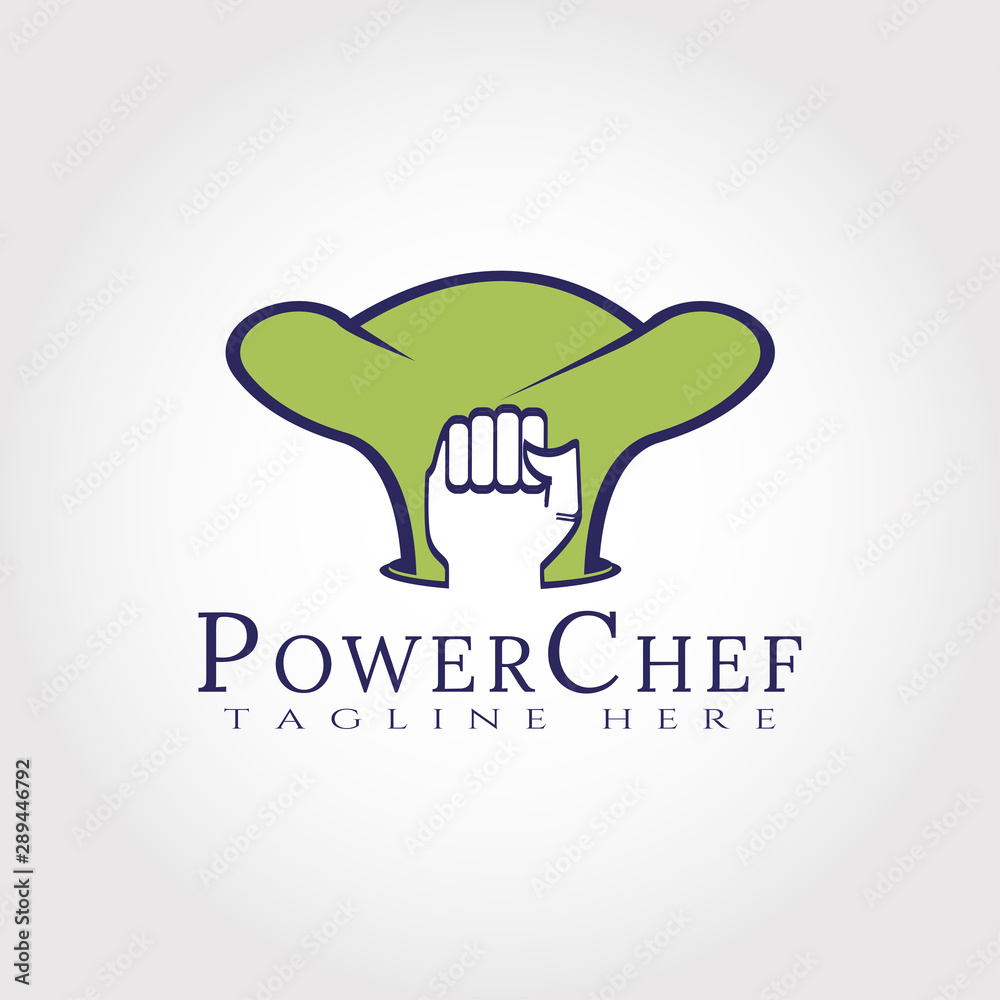 Fototapeta premium Food logo, power chef icon concept -vector