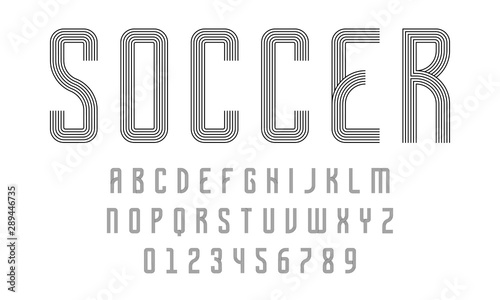 Set of alphabets font letters and numbers modern abstract design with lines vector illustration