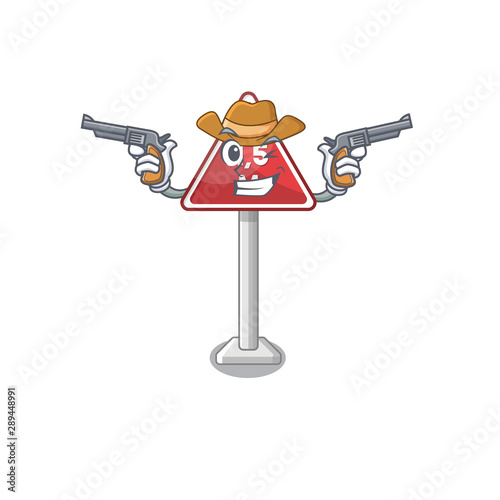 Cowboy height limit mascot shaped on character