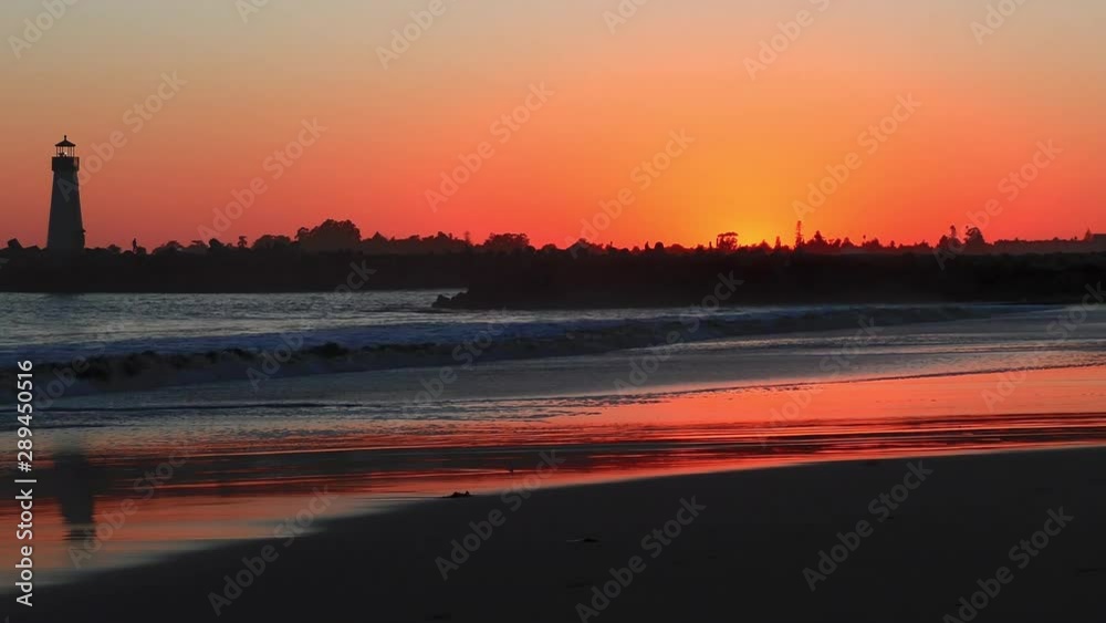 The Pacific Ocean at the Santa Cruz Breakwater (aka Walton) Lighthouse at sunset, in Santa Cruz, California, USA The Pacific Ocean at the Santa Cruz Breakwater (aka Walton) Lighthouse at sunset, in Santa Cruz, California, USA