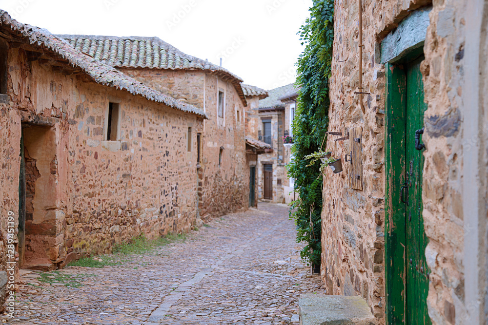 Street of the medieval village of Castrillo de los Polvazares. Province of Leon. Spain