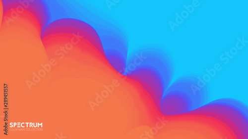 Vector fluid color blend spectrum background. Liquid color flow. trendy warped vibrant surface. Colorful flux wave. Gradient transitions poster. For covers, presentations, designs.