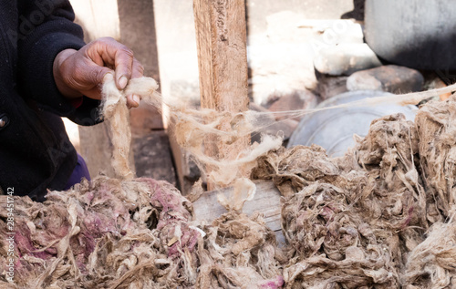 Raw silk from a silkworm breeding in Ambalavao photo