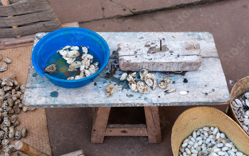 Raw silk from a silkworm breeding in Ambalavao photo