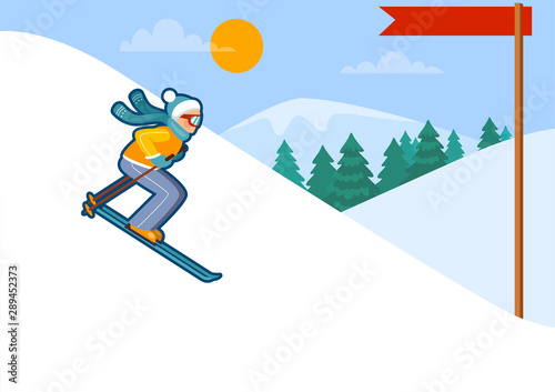 Woman skiing in mountans