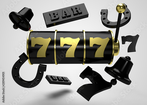 Slots Symbols with Slot Machine Reel Casino 3D Render