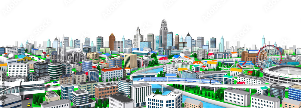 Urban cityscape with 3D rendering 