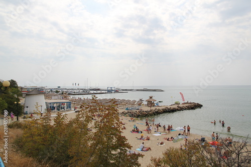 Coast of the Black Sea in the city Saint Vlas in Bulgaria