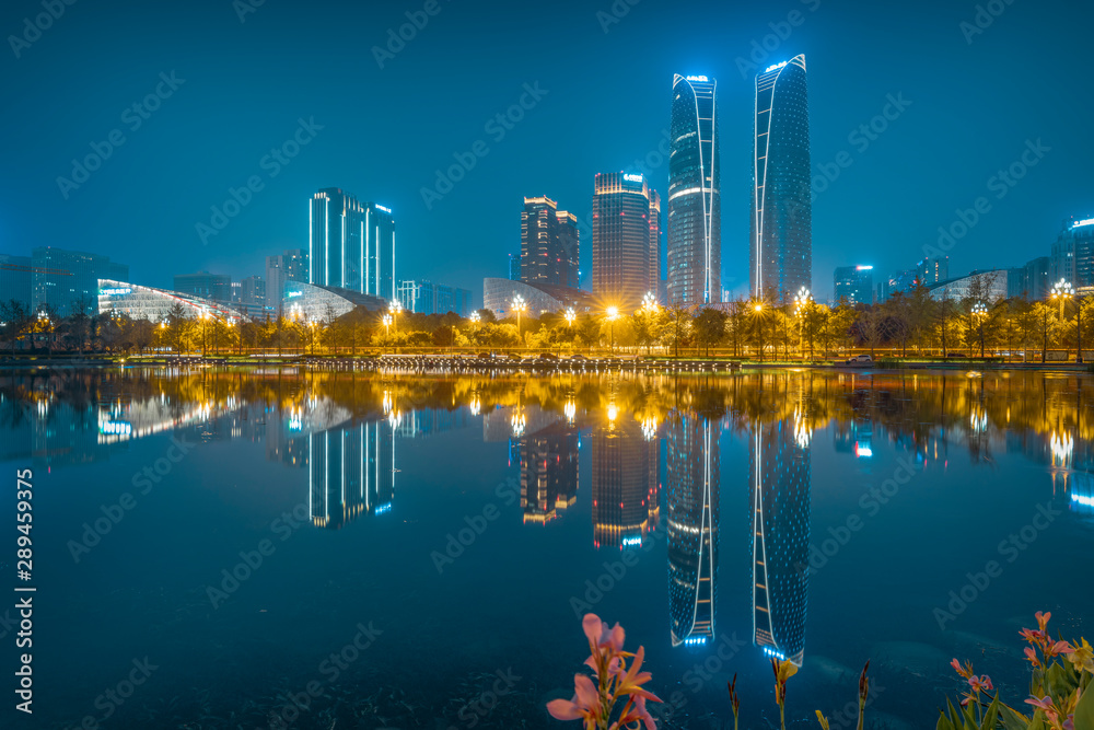 Night view of Chengdu City, Sichuan Province, China