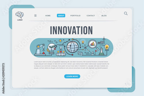 Innovation Landing page web design templates for banner, inspiration, research, analysis, Development and science technology. Modern vector illustration concepts for web.