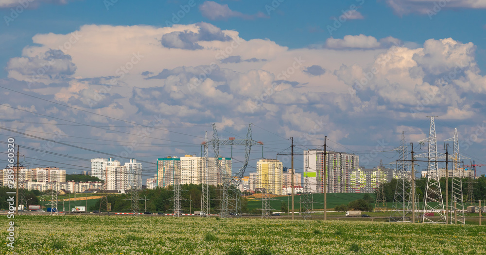 Summer townscape with clouds, Minsk, Belarus. Summer townscape with clouds, Minsk, Belarus.