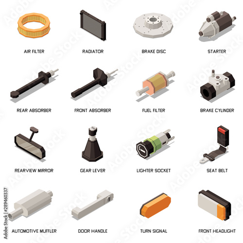 Car Parts Icons Set
