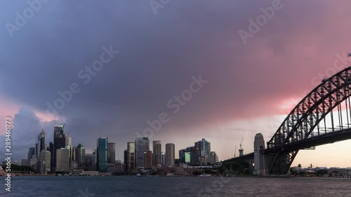 Sydney Harbour Storm Coming Over The City Time Lapse