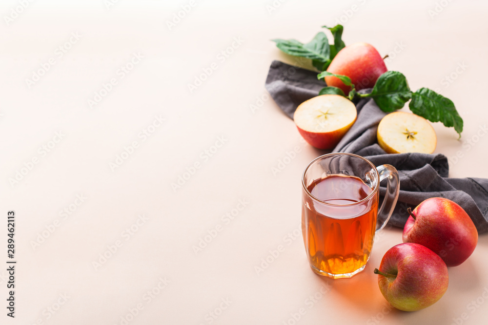 Fresh organic apple juice, harvest autumn fall concept Fresh organic apple juice, harvest autumn fall concept