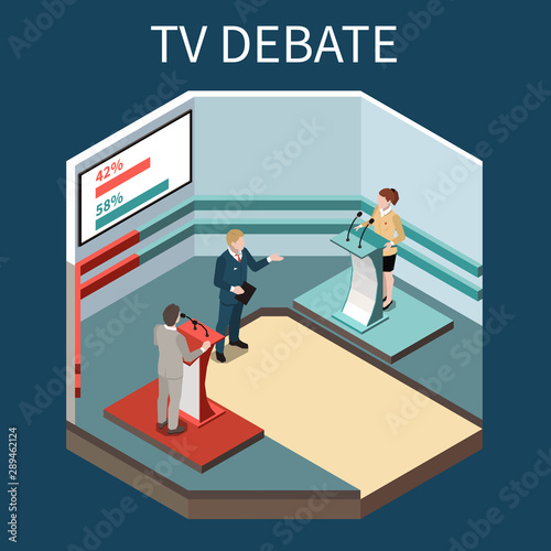 TV Debate Isometric Background